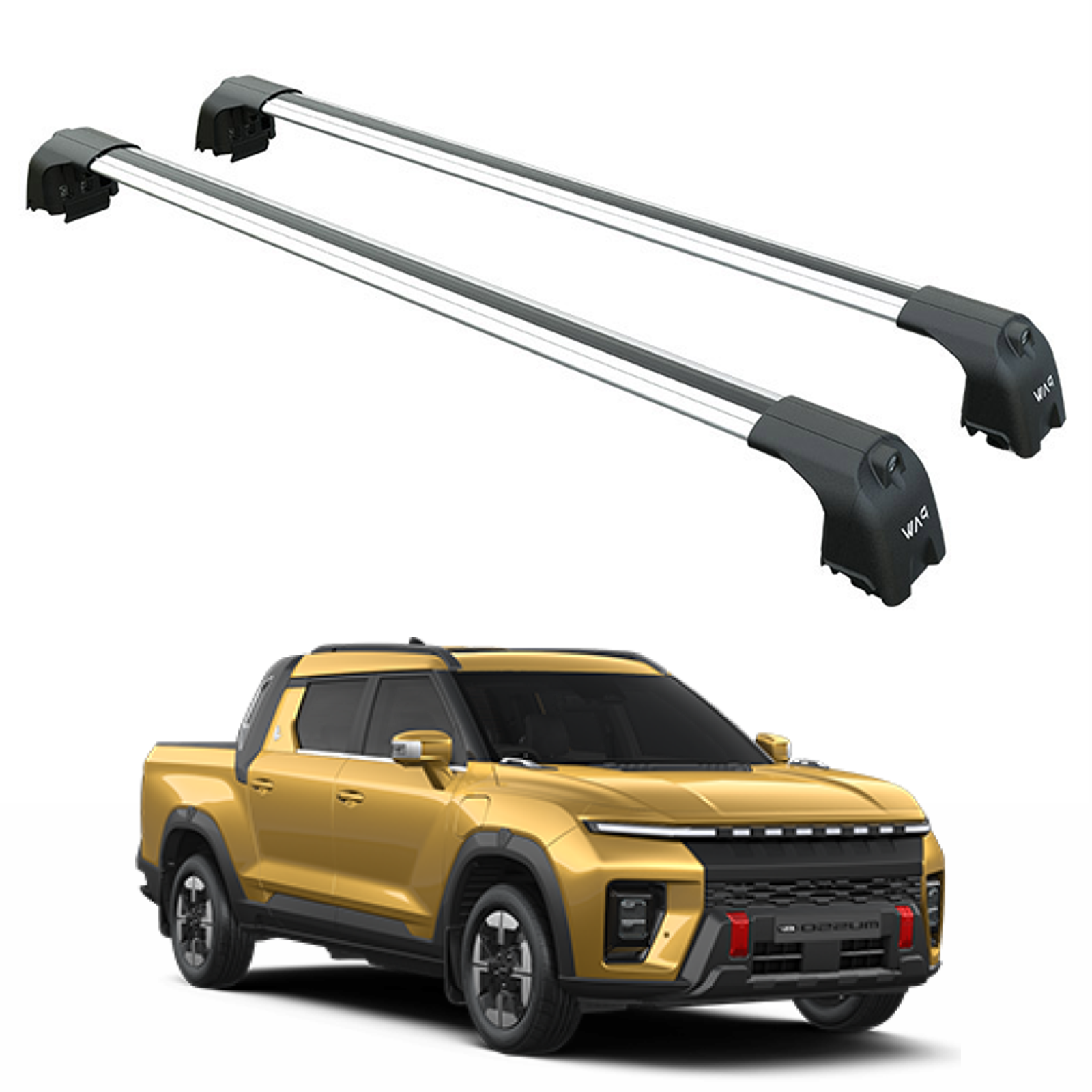 For KGM Musso EV Roof Rack System, Aluminium Cross Bar, Flush Rail, Silver For KGM Musso EV Roof Rack System, Aluminium Cross Bar, Flush Rail, Silver